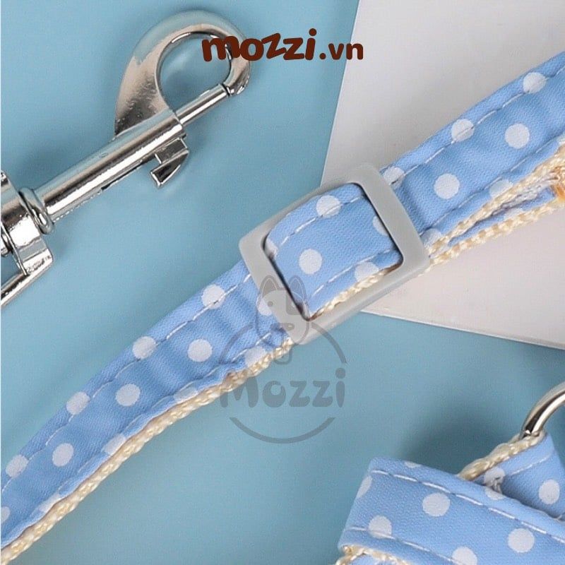 DoHa Dây dắt yếm ngực gắn nơ cotton cho chó mèo