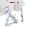 DoHa Dây dắt yếm ngực gắn nơ cotton cho chó mèo