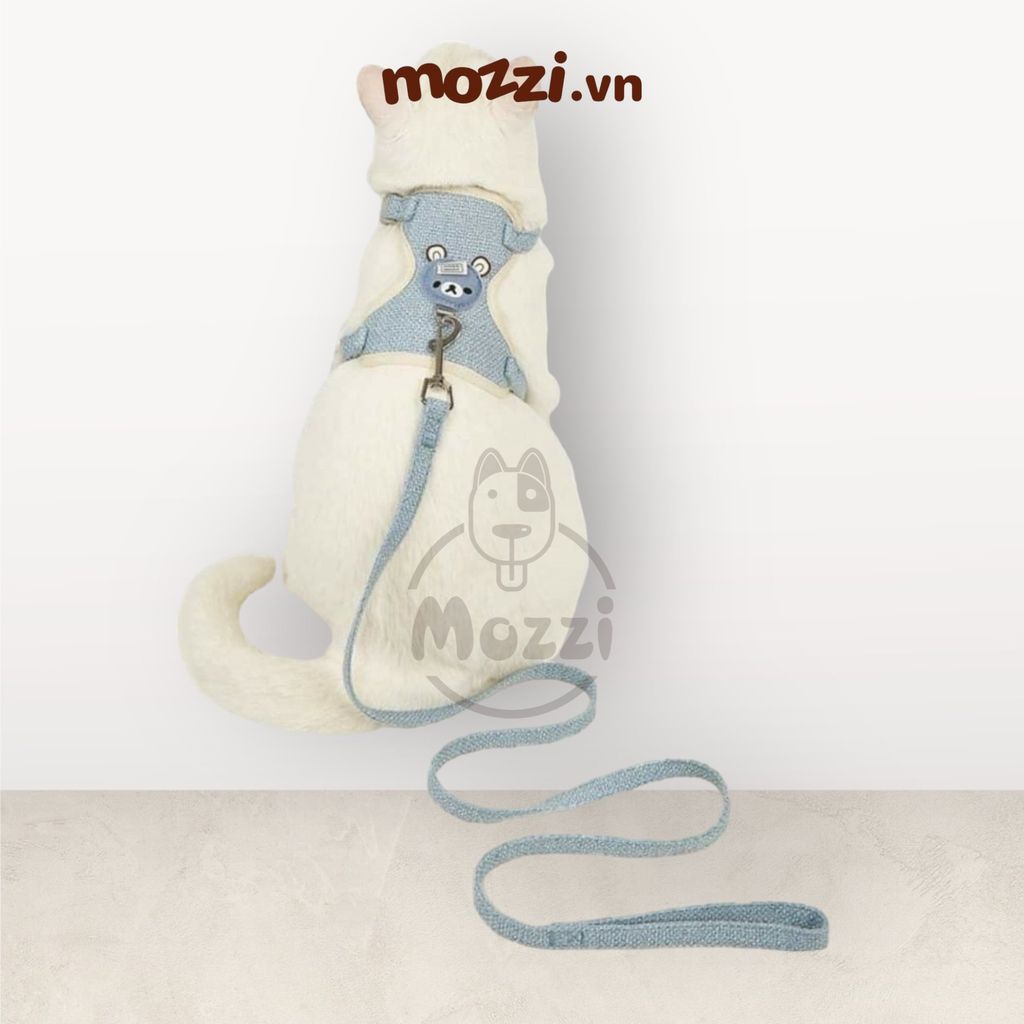 DoHa Dây dắt yếm ngực hình mặt gấu cho chó mèo