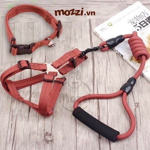 Set dây dắt yếm ngực kèm vòng cổ có tay cầm cho chó mèo