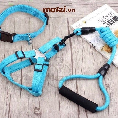 Set dây dắt yếm ngực kèm vòng cổ có tay cầm cho chó mèo