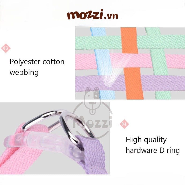 Set dây dắt kèm vòng cổ 7 màu cho chó