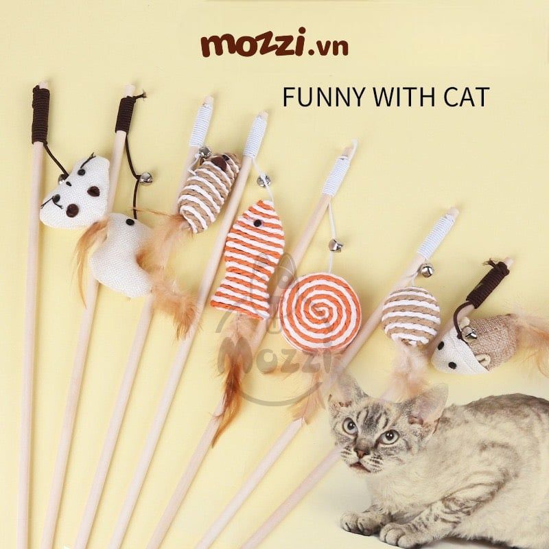 Cần câu mèo cán gỗ (Mẫu ngẫu nhiên)