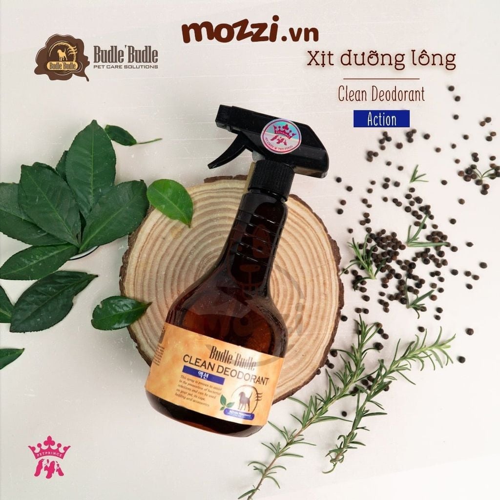 Xịt khử mùi dưỡng lông Budle’Budle hương thảo mộc Chai 530ml cho chó mèo
