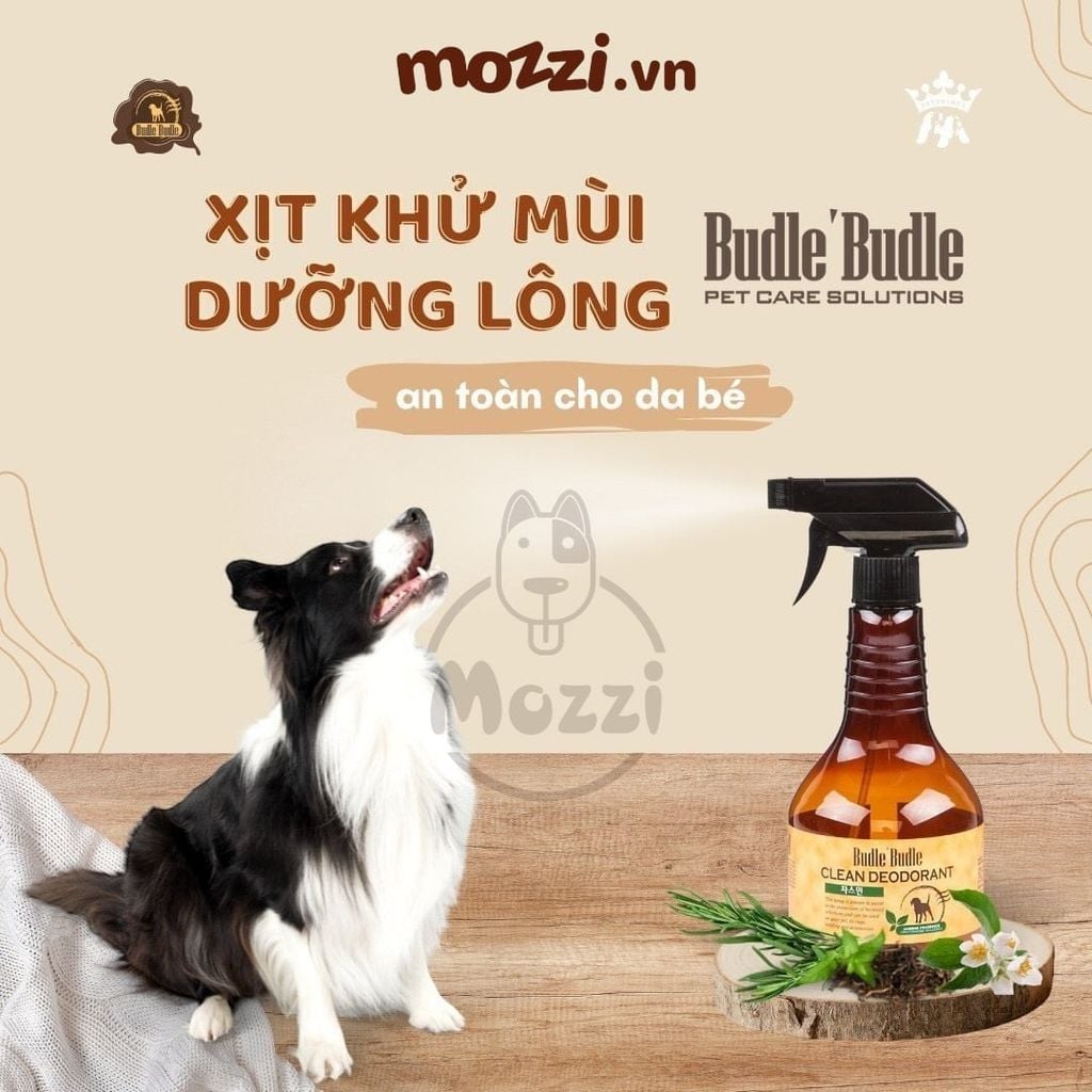 Xịt khử mùi dưỡng lông Budle’Budle hương thảo mộc Chai 530ml cho chó mèo