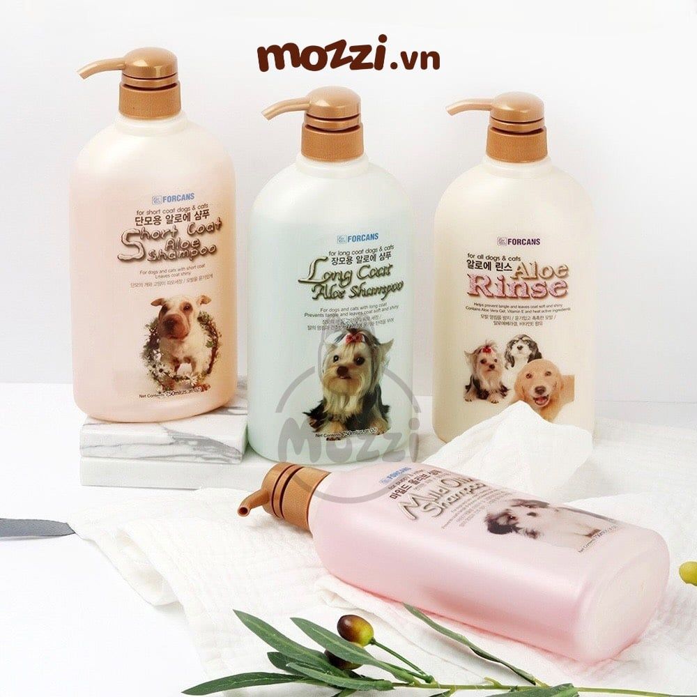 Sữa tắm Forcans Hàn Quốc Nha đam Chai 750ml cho chó lông ngắn, lông dài, chó con nhạy cảm