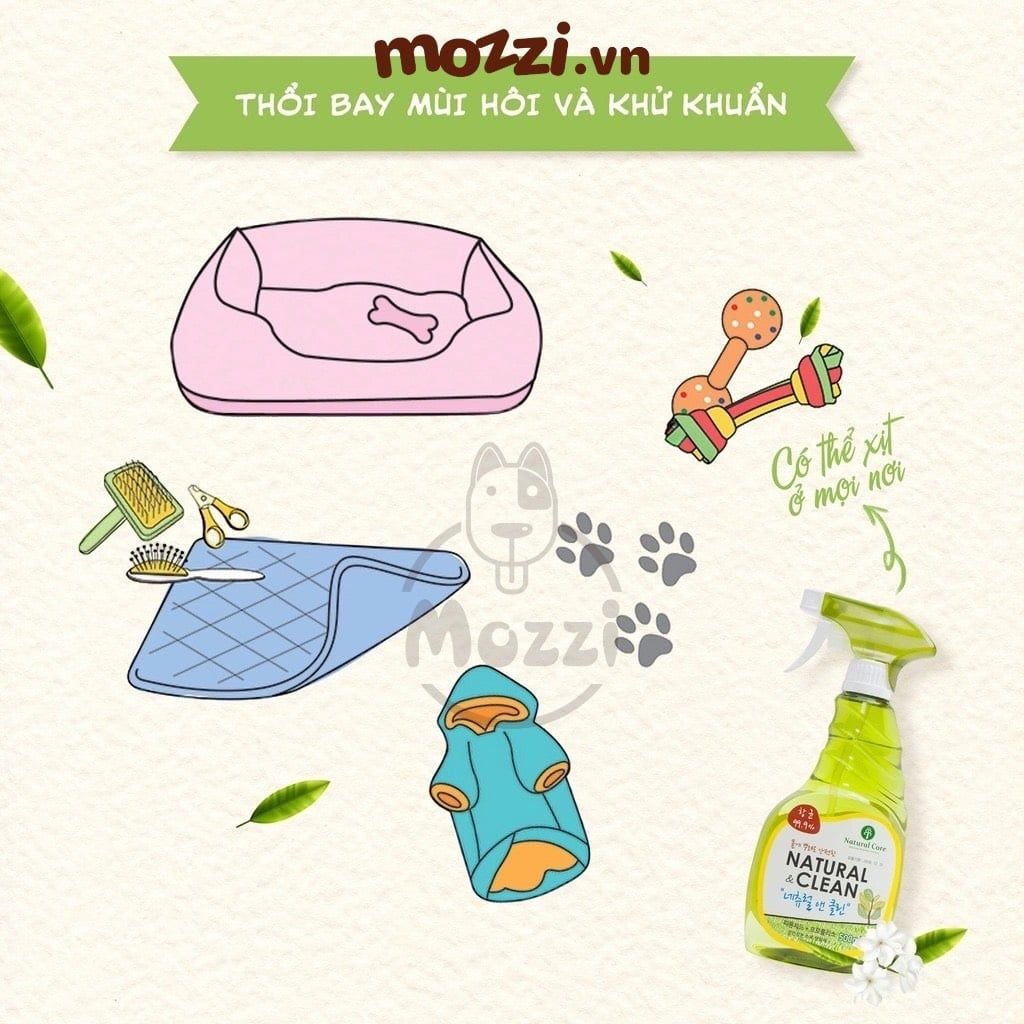 Xịt khử mùi Natural & Clean diệt khuẩn khu vực Natural Core cho chó mèo