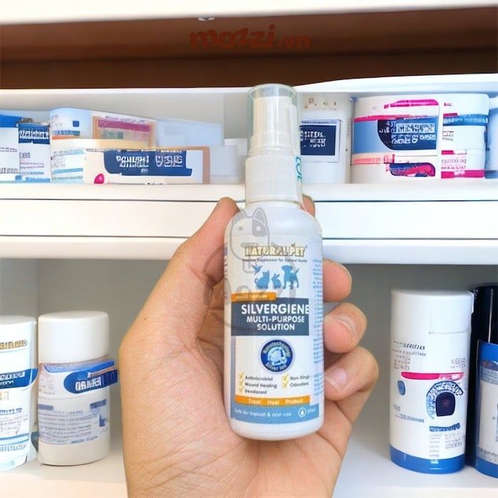 Chai xịt mau lành vết thương ngoài da Nano Silvergiene giảm hôi miệng viêm nha chu cho chó mèo Chai 60ml