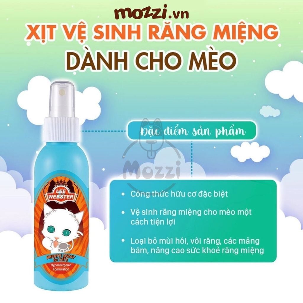 Xịt vệ sinh răng miệng Lee&Webster Chai 130ml cho mèo