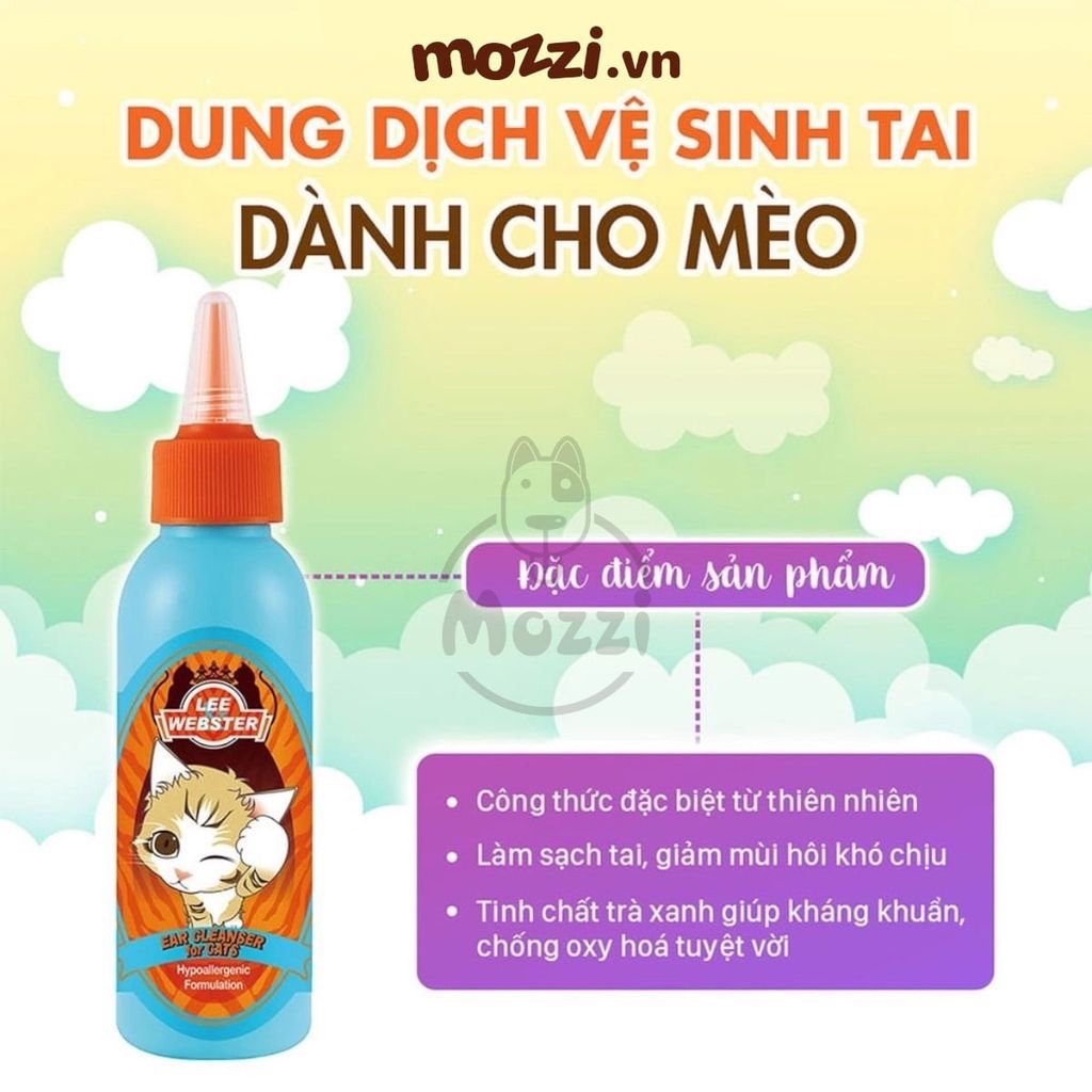 Dung dịch vệ sinh tai Lee&Webster Chai 130ml cho mèo
