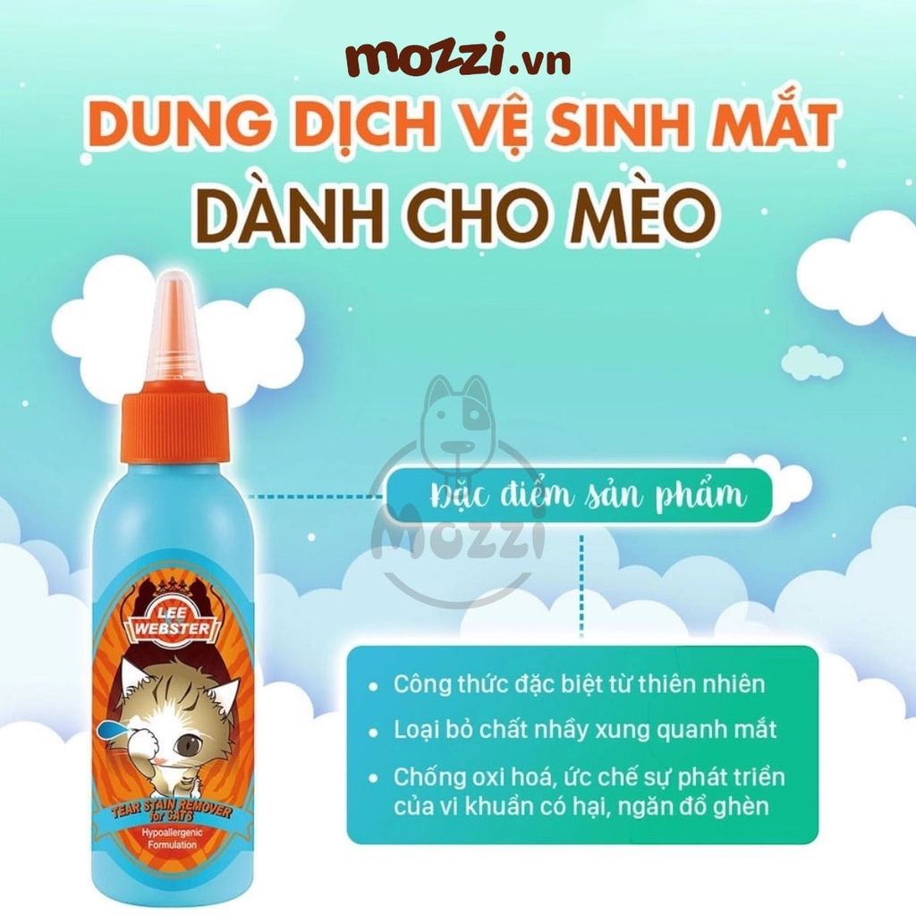 Dung dịch vệ sinh mắt Lee&Webster Chai 130ml cho mèo