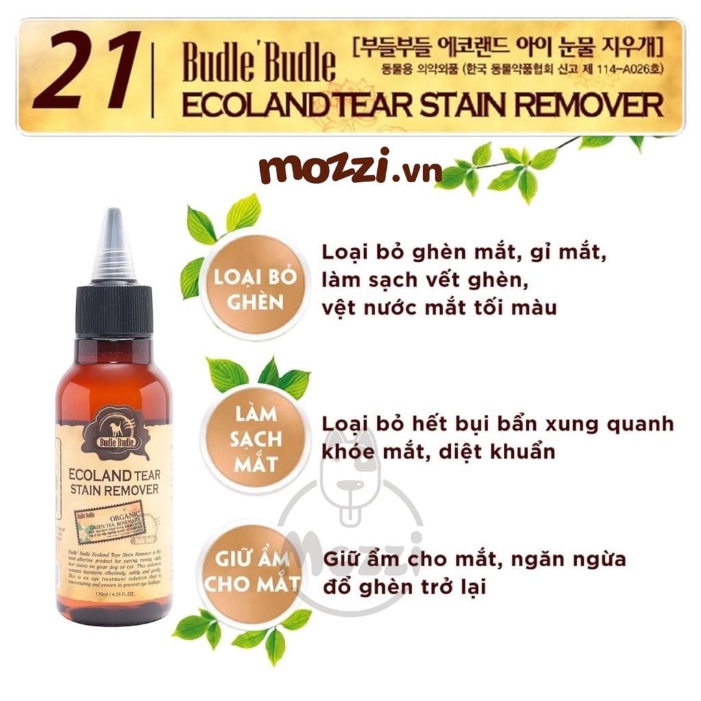 Dung dịch vệ sinh lau mắt Budle'Budle Chai 120ml cho chó