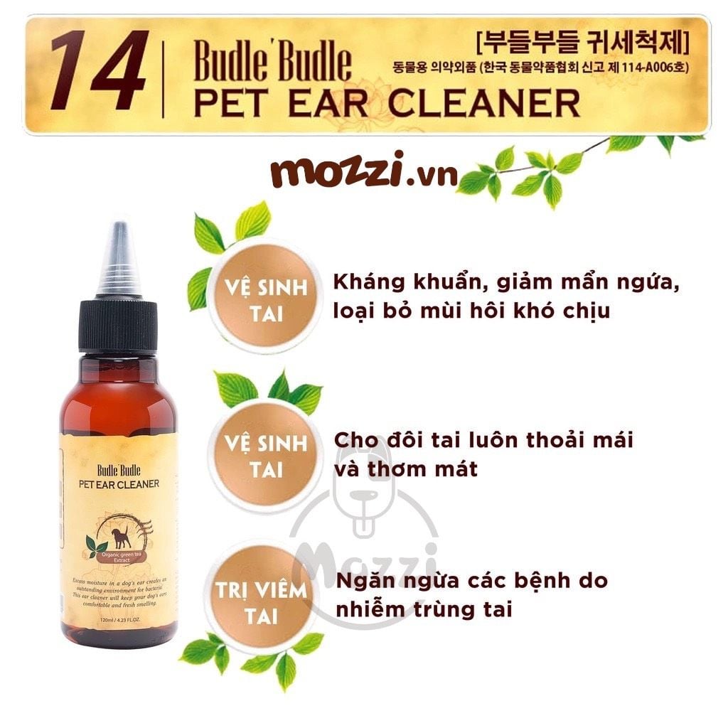 Dung dịch vệ sinh nhỏ tai Budle'Budle Chai 120ml cho chó