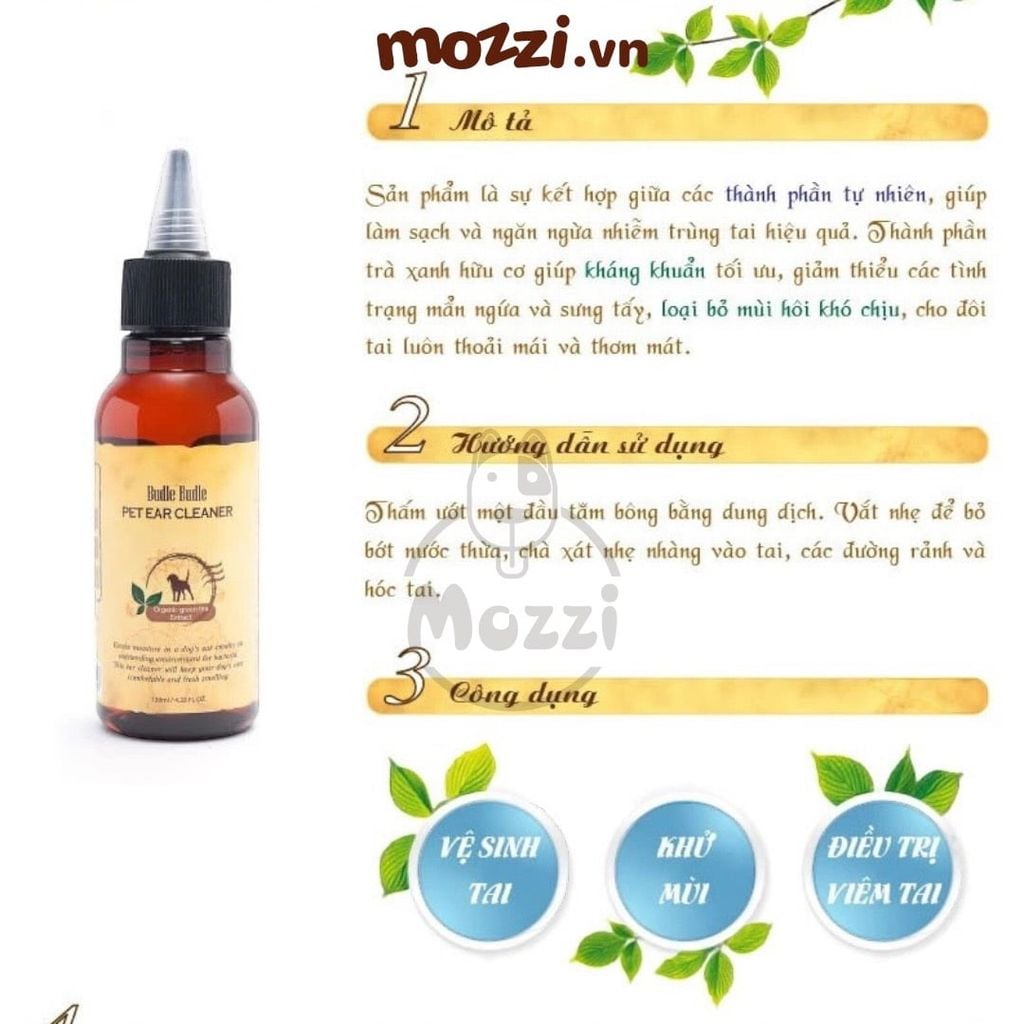 Dung dịch vệ sinh nhỏ tai Budle'Budle Chai 120ml cho chó