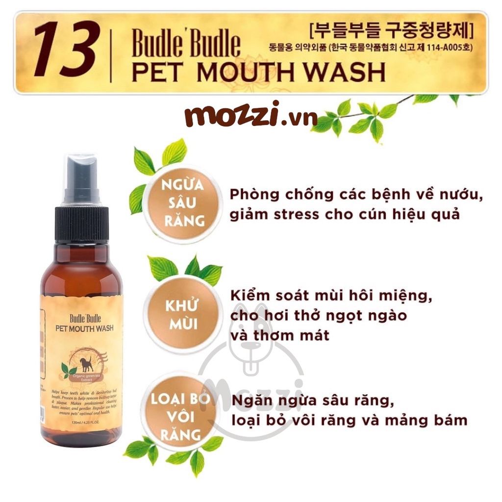 Xịt vệ sinh răng miệng Budle'Budle Chai 120ml cho chó