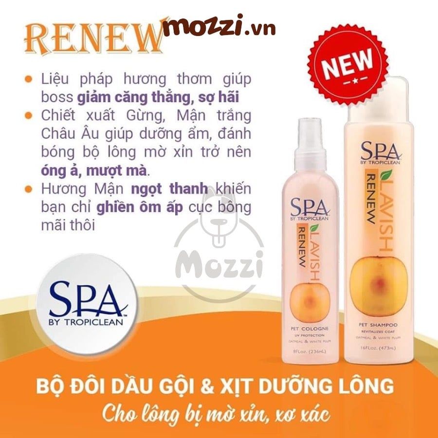 Sữa tắm SPA Tropiclean hương tươi mát cho chó mèo Chai 473ml