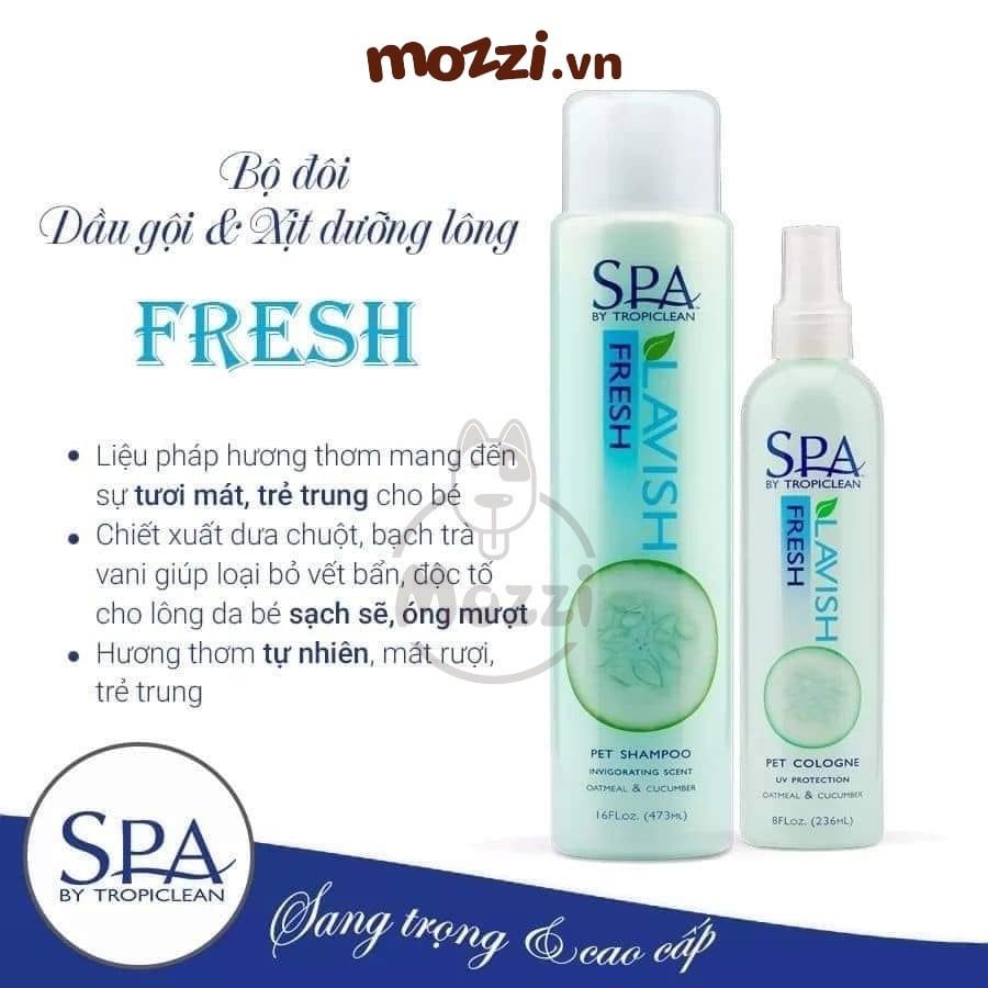 Sữa tắm SPA Tropiclean hương tươi mát cho chó mèo Chai 473ml