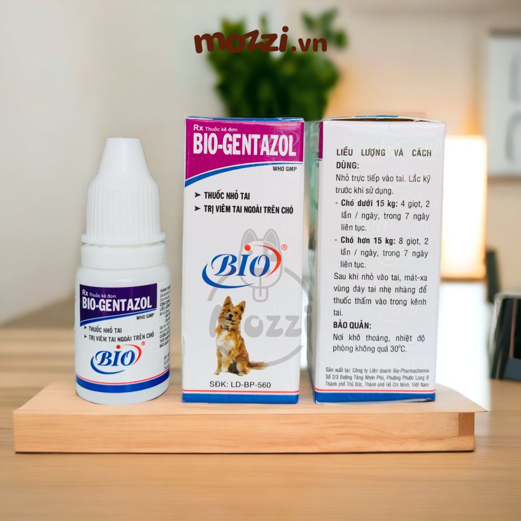 Nhỏ tai Bio - Gentazol viêm tai cho chó mèo Chai 10ml