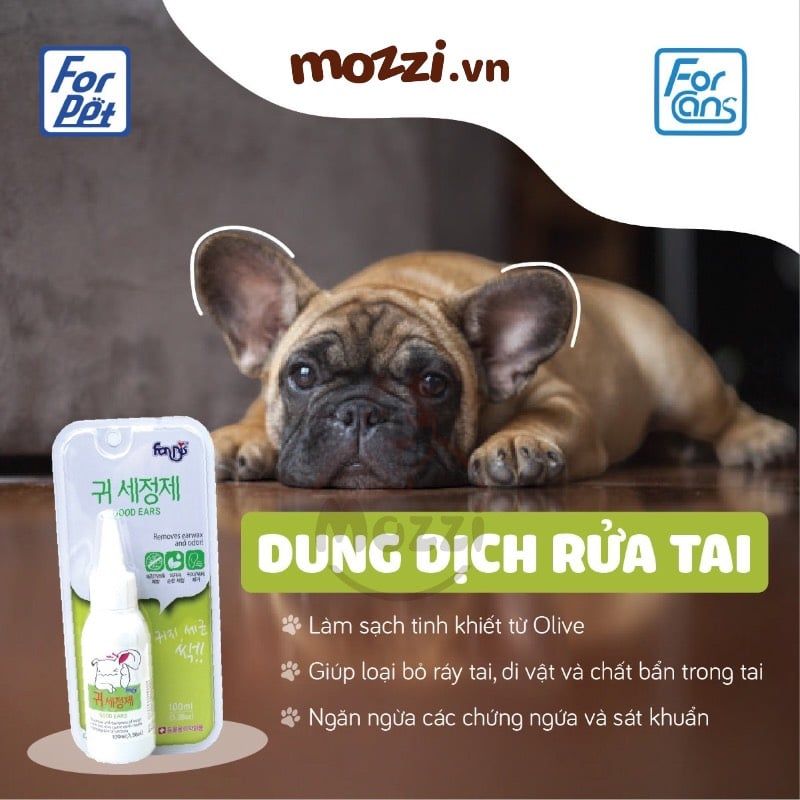 Dung dịch vệ sinh rửa tai Forcans Hàn Quốc Chai 80ml cho chó mèo