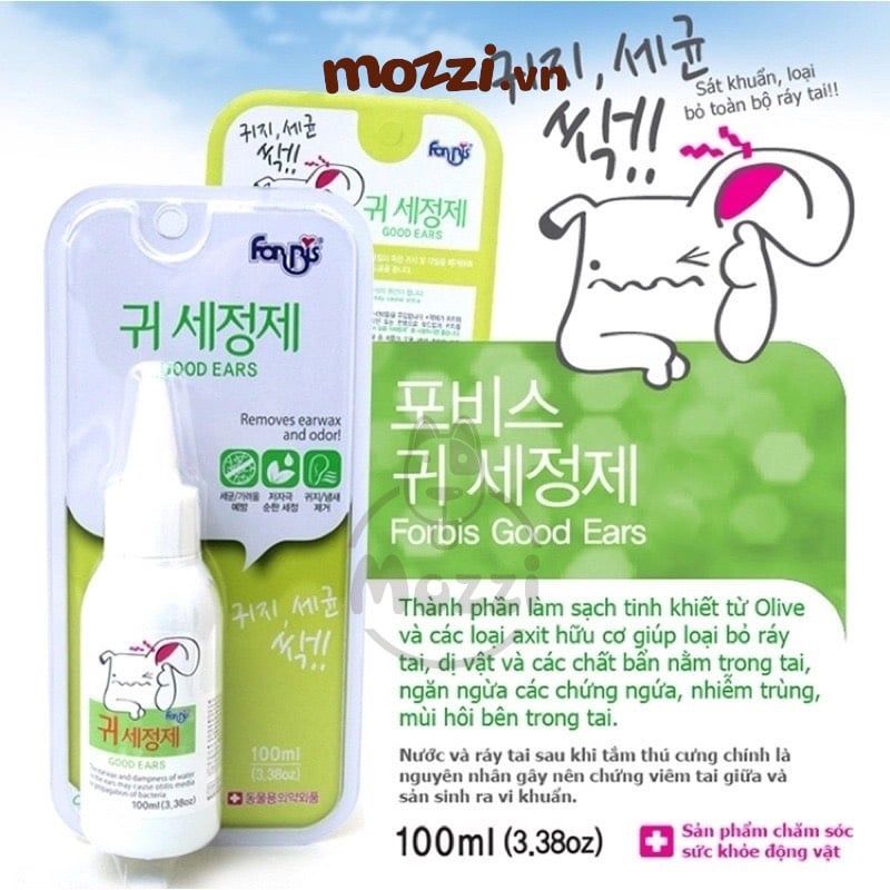 Dung dịch vệ sinh rửa tai Forcans Hàn Quốc Chai 80ml cho chó mèo