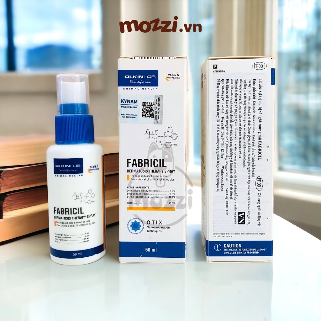 Xịt ngứa mưng mủ Fabricil Alkin Chai 50ml cho chó mèo