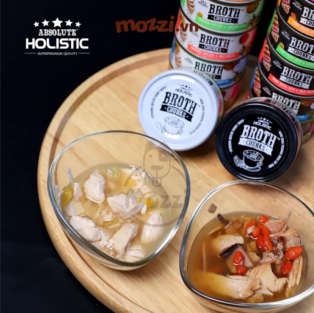Pate cho chó mèo Broth Chunks Absolute Holistic Lon 80gr