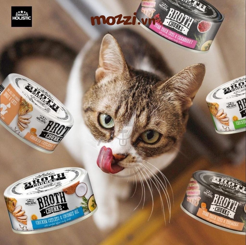 Pate cho chó mèo Broth Chunks Absolute Holistic Lon 80gr