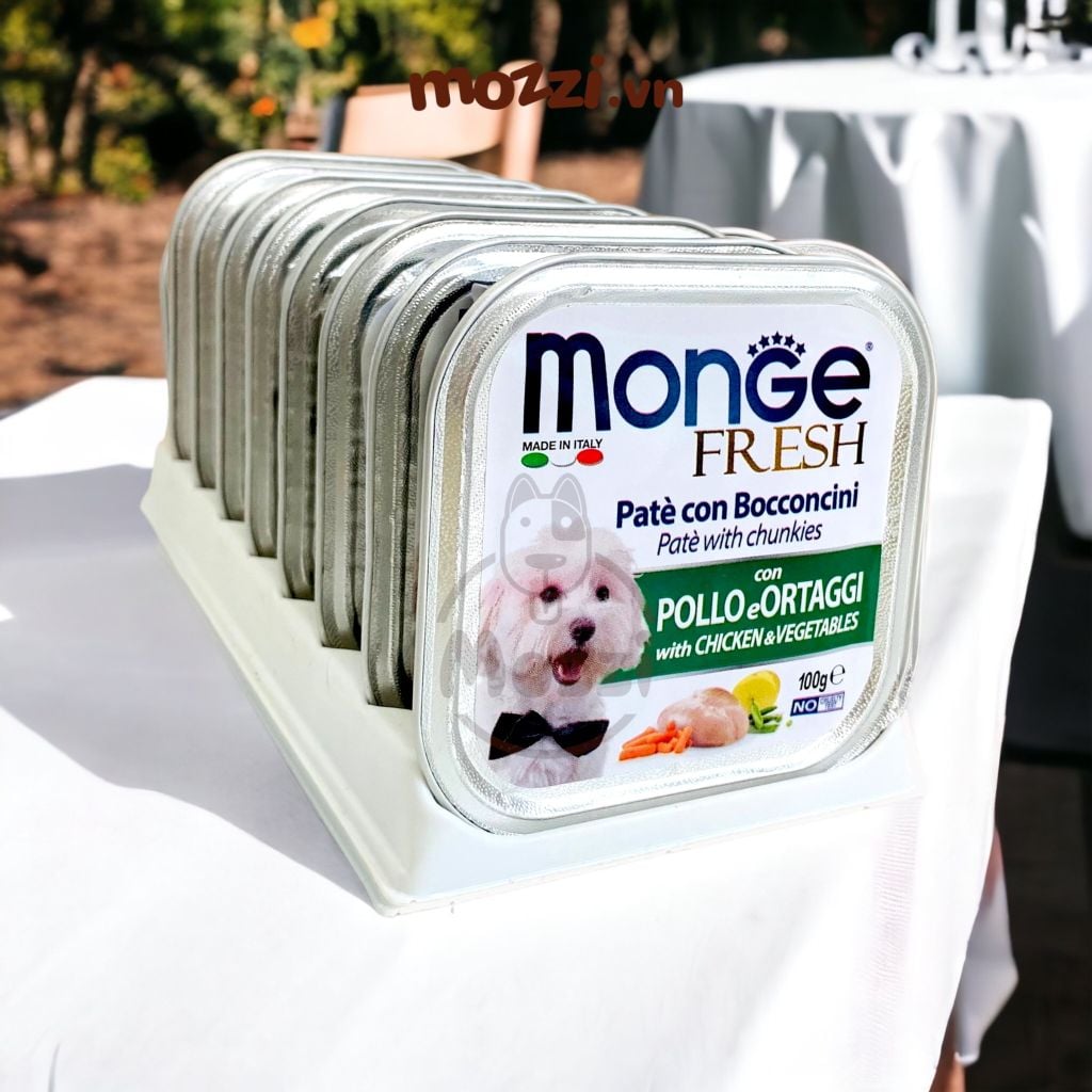 Pate cho chó Monge mix trái cây Hộp 100gr