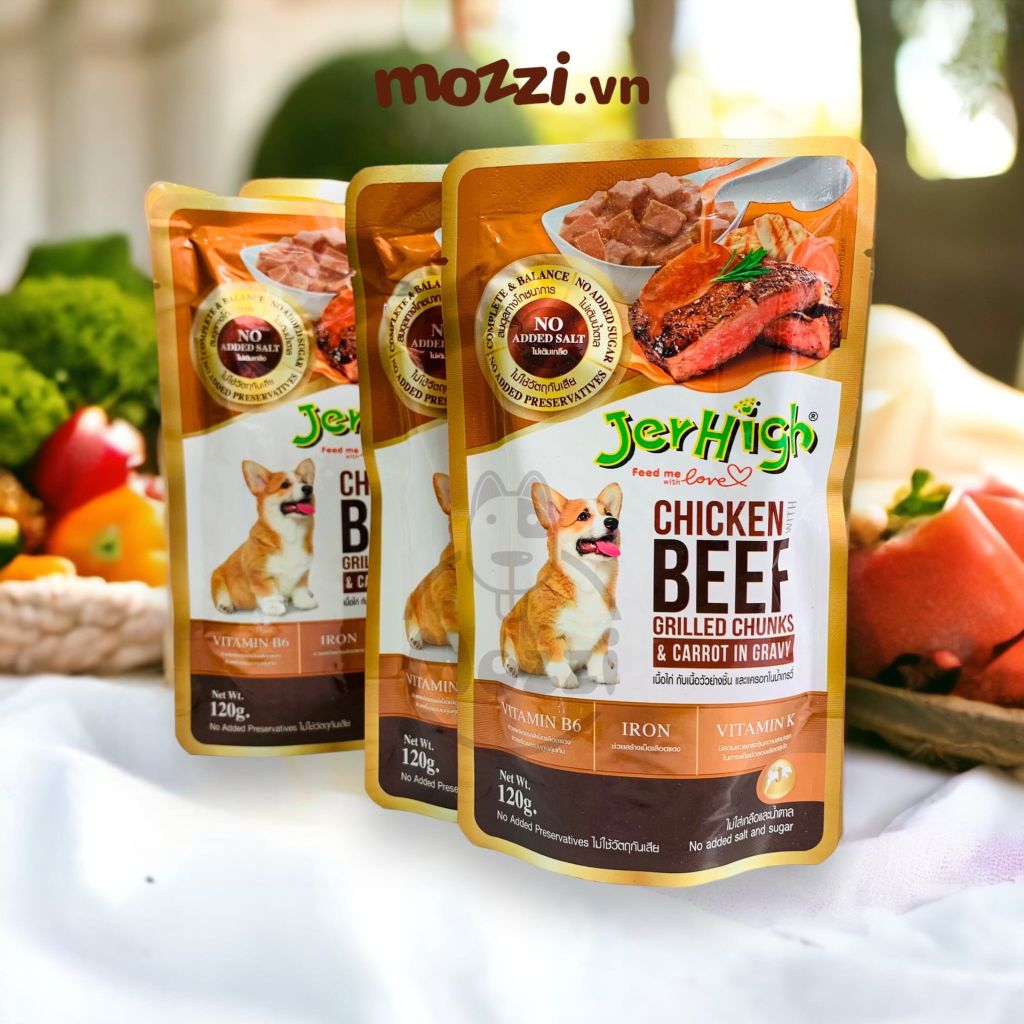 Pate cho chó JerHigh sốt thịt hầm Gói 120gr