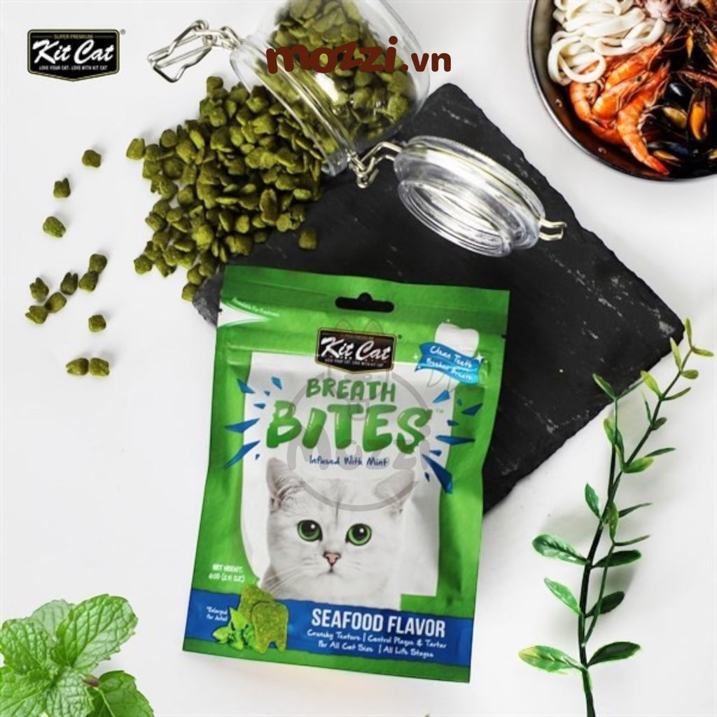 Snack cho mèo Sạch răng thơm miệng Breath Bites KitCat gói 60gr
