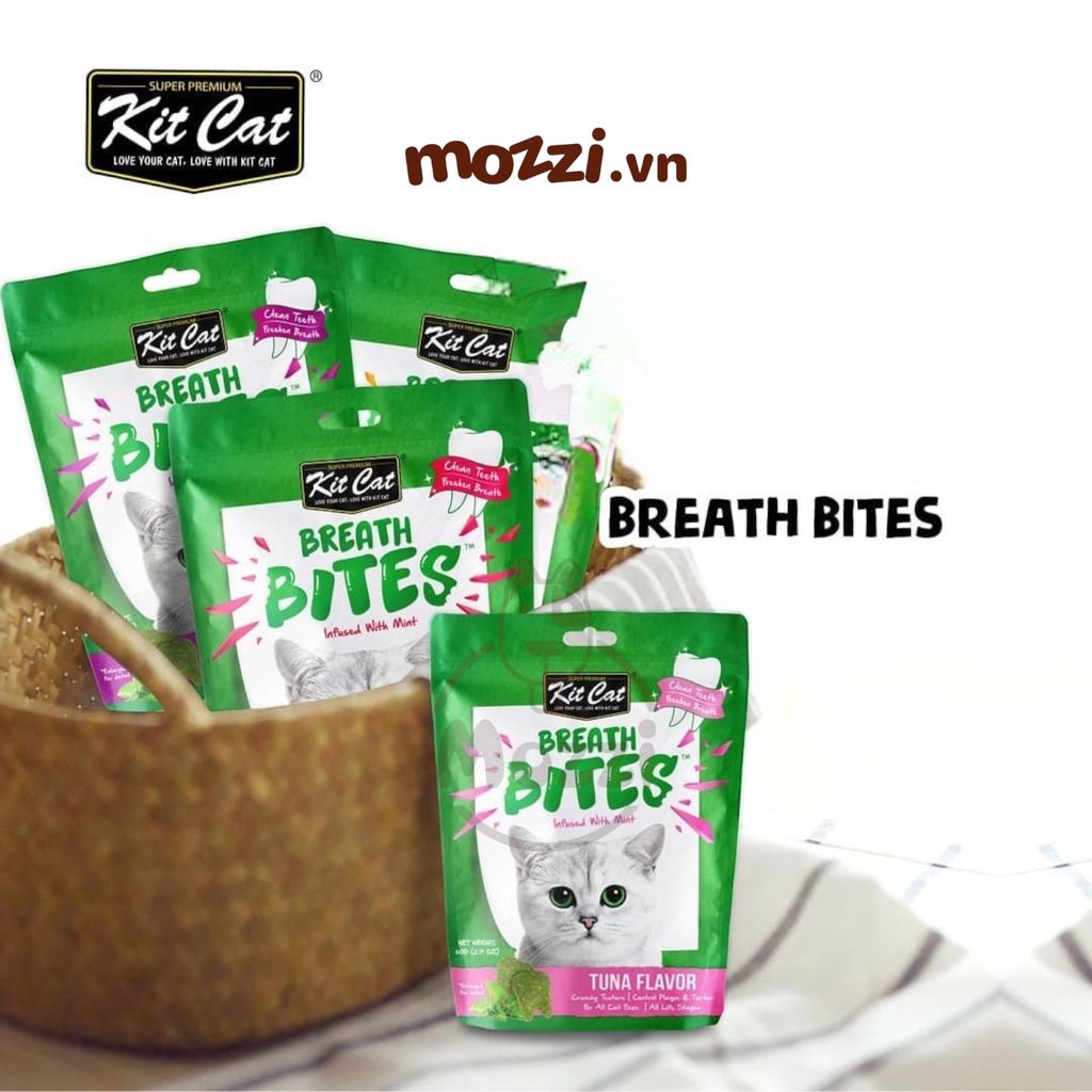 Snack cho mèo Sạch răng thơm miệng Breath Bites KitCat gói 60gr