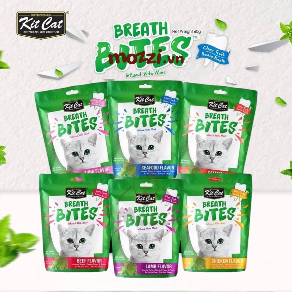 Snack cho mèo Sạch răng thơm miệng Breath Bites KitCat gói 60gr
