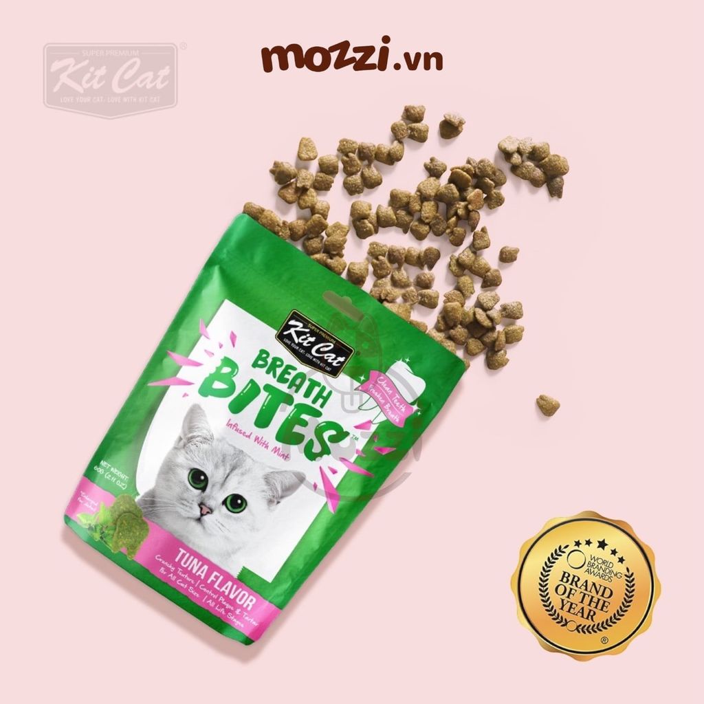 Snack cho mèo Sạch răng thơm miệng Breath Bites KitCat gói 60gr