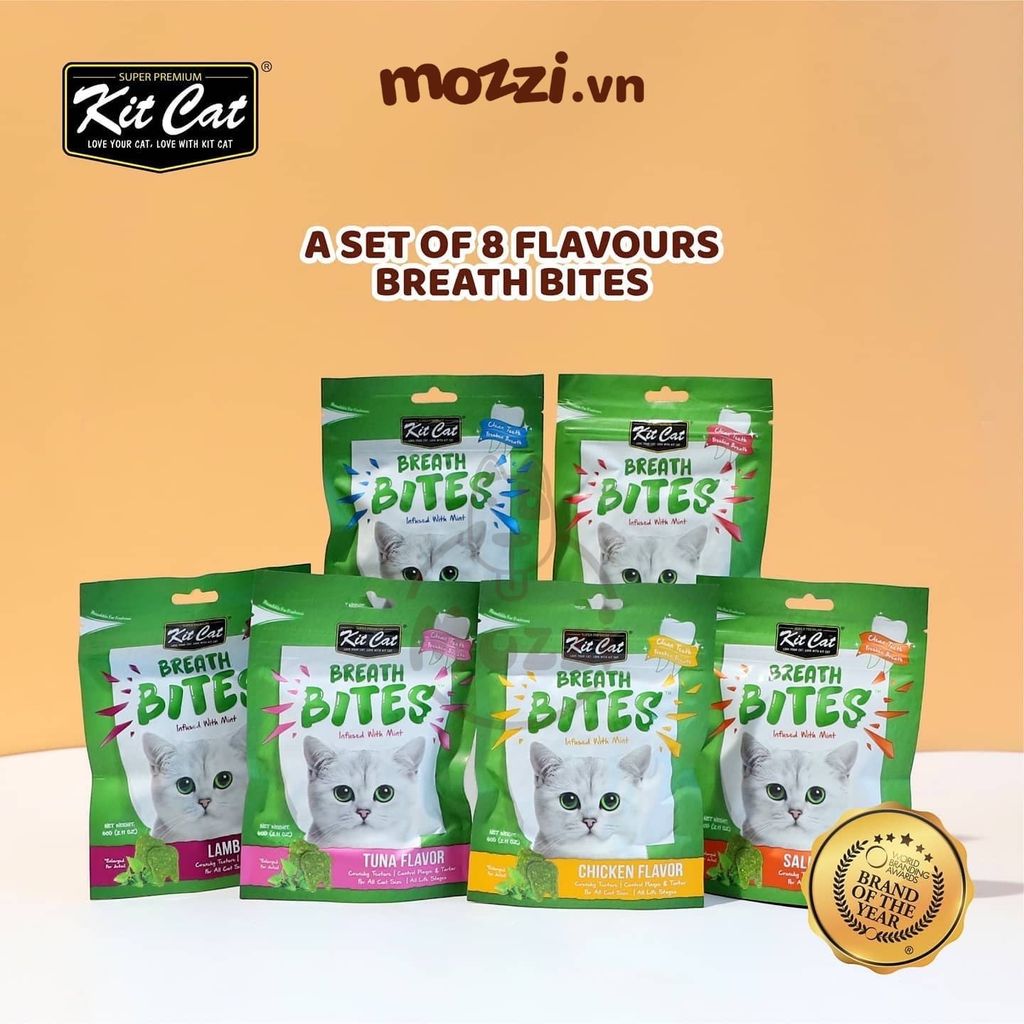 Snack cho mèo Sạch răng thơm miệng Breath Bites KitCat gói 60gr