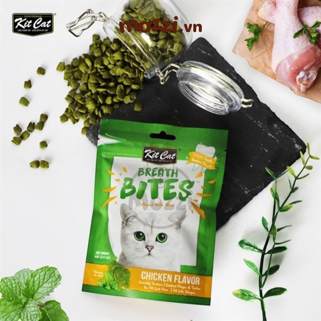 Snack cho mèo Sạch răng thơm miệng Breath Bites KitCat gói 60gr