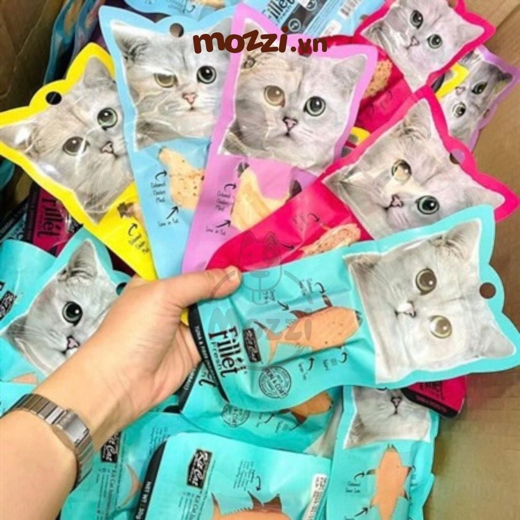 Snack cho mèo Thịt tươi phi lê Fillet KitCat gói 30gr