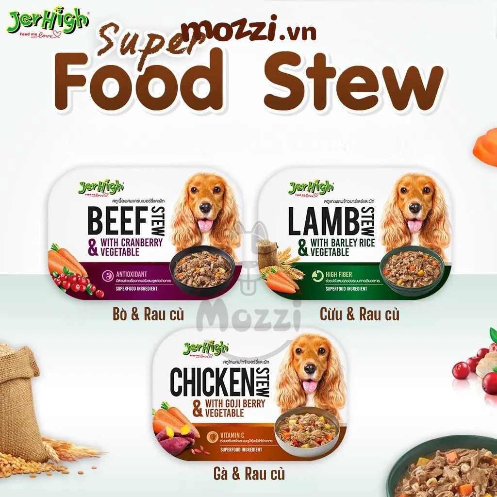 Snack cho chó Thịt hầm rau củ Super Food Stew Jerhigh hộp 200gr