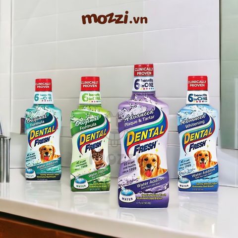  Dung dịch pha uống hết hôi miệng mảng bám trắng răng cho chó mèo Dental Fresh - Made in USA 
