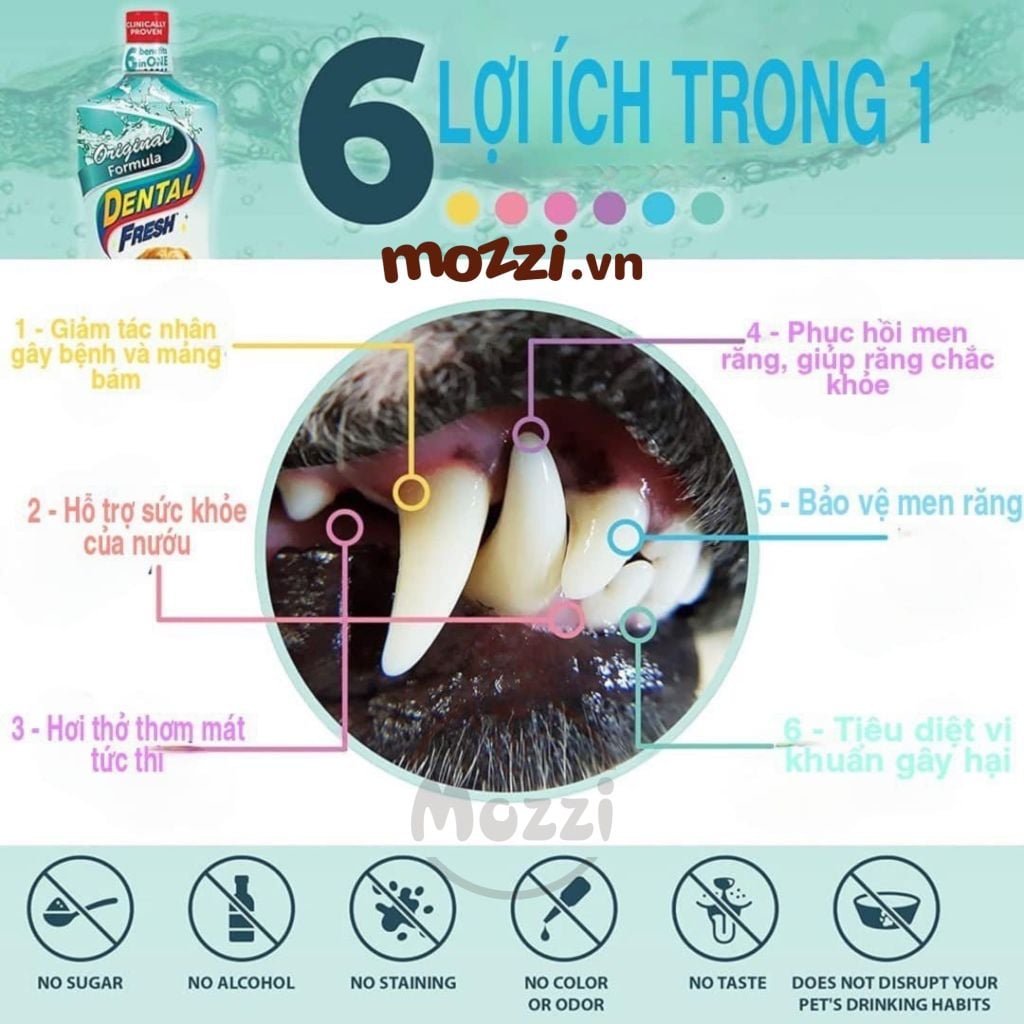 Dung dịch pha uống hết hôi miệng mảng bám trắng răng cho chó mèo Dental Fresh - Made in USA
