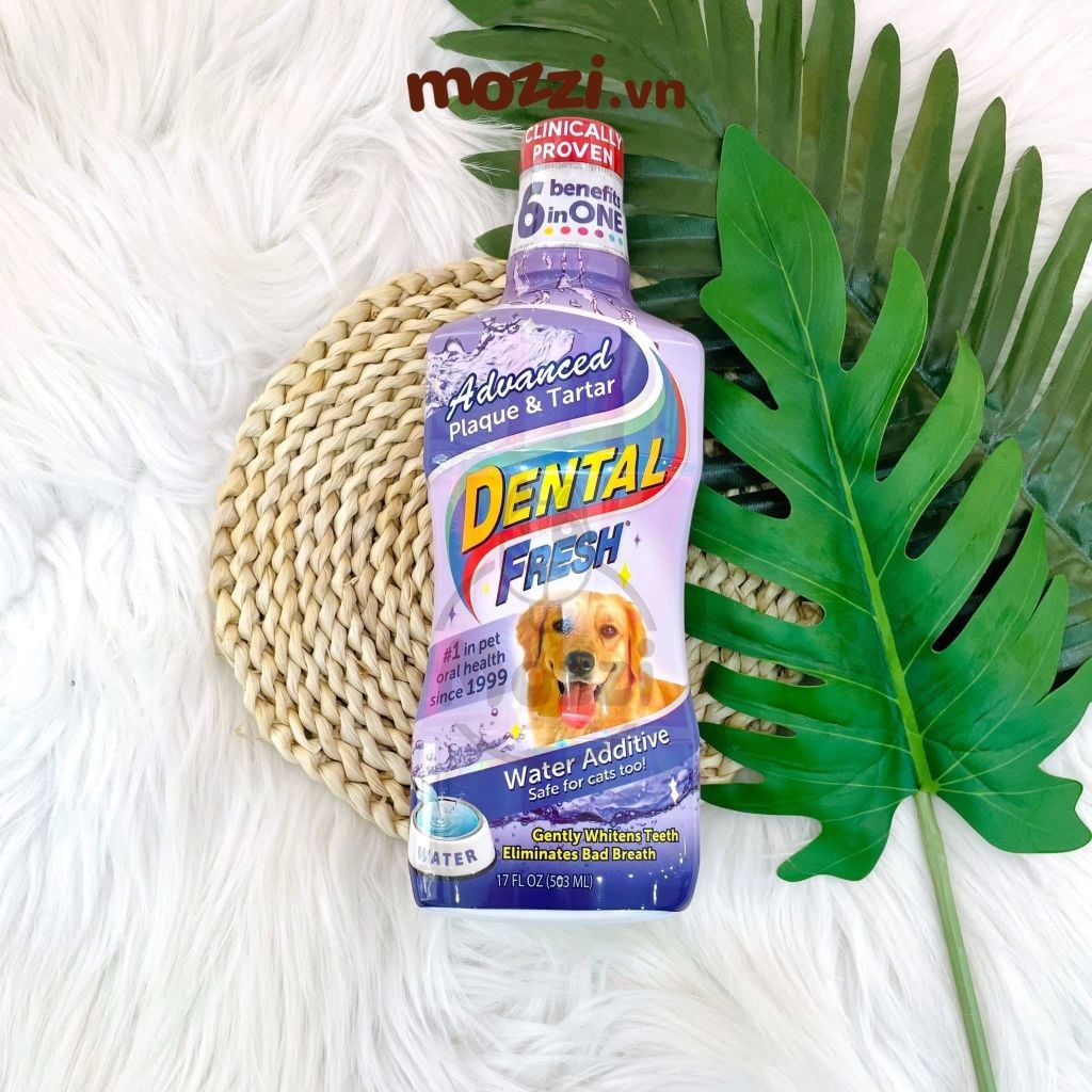 Dung dịch pha uống hết hôi miệng mảng bám trắng răng cho chó mèo Dental Fresh - Made in USA