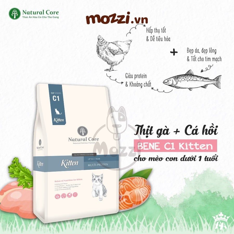 Thức ăn hạt hữu cơ Natural Core Bene C1 Cho mèo Con [400g - 500g - 2kg - 5kg]
