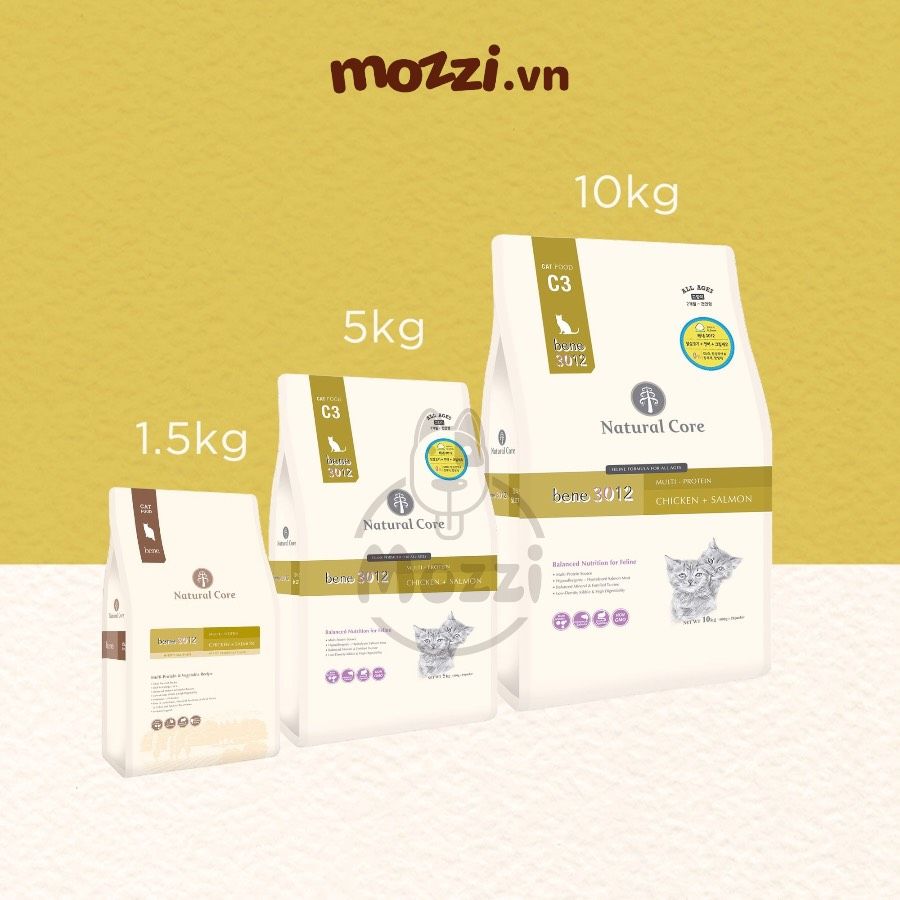 Thức ăn hạt hữu cơ Natural Core Bene C3 Cho mèo lớn trưởng thành [500g - 1.5kg - 5kg - 10kg]