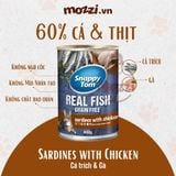  Pate cho mèo Snappy Tom lon 400gr Real Fish Real Meat 