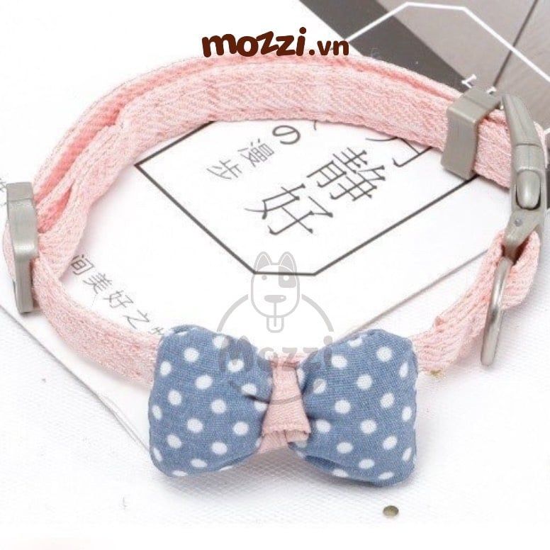 Vòng cổ cho chó mèo Nơ cotton denim dễ thương