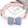 Vòng cổ cho chó mèo Nơ cotton denim dễ thương