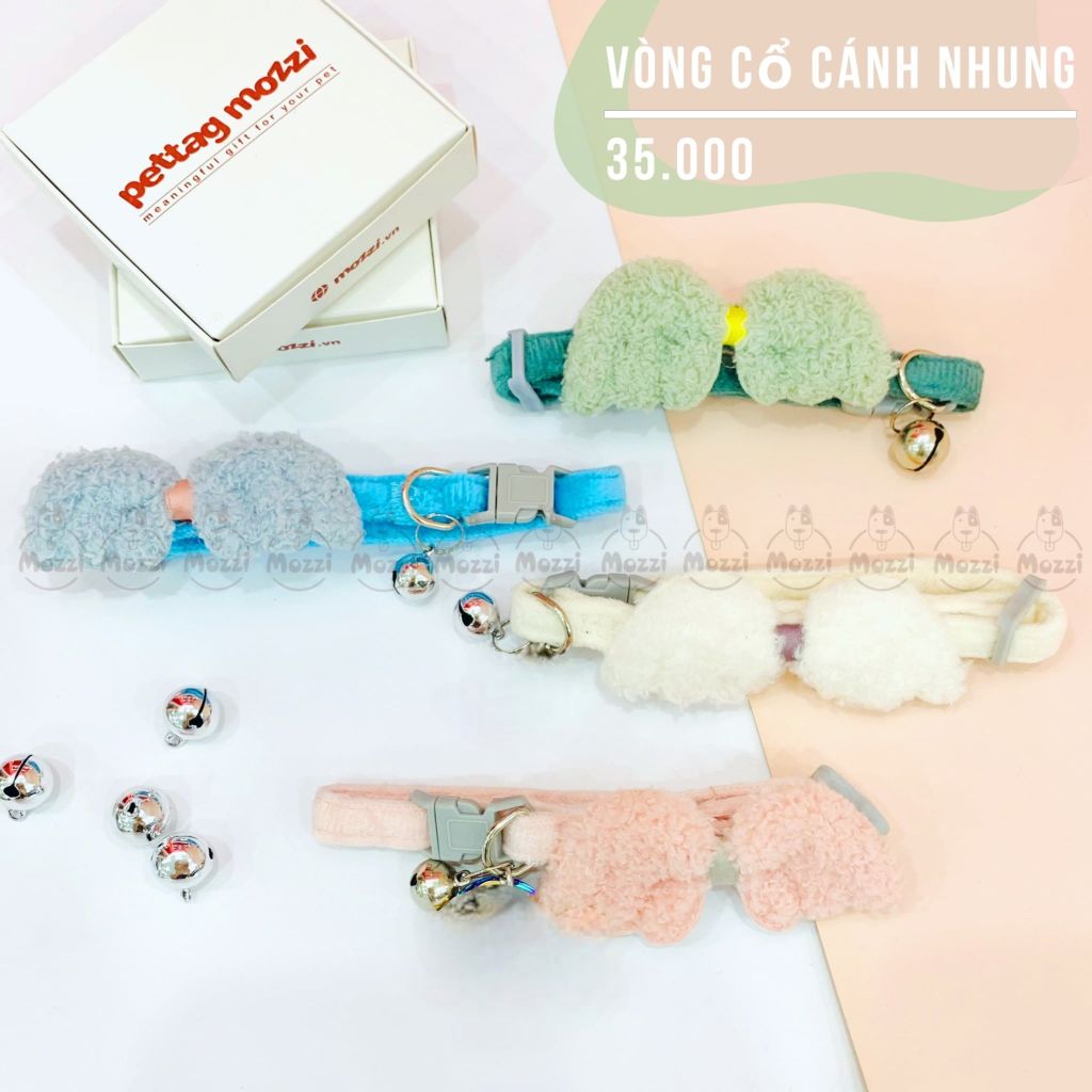 Vòng cổ cho chó mèo Doha Cánh nhung thiên thần pastel 3-7kg