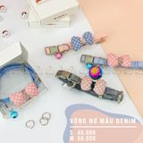  Vòng cổ cho chó mèo Nơ cotton denim dễ thương 