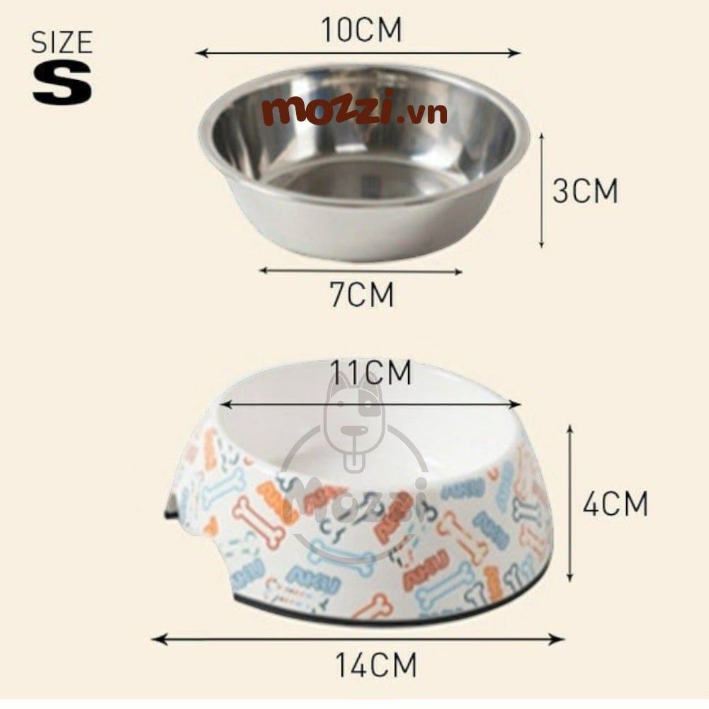 Chén ăn inox cao cấp tháo rời cho chó mèo