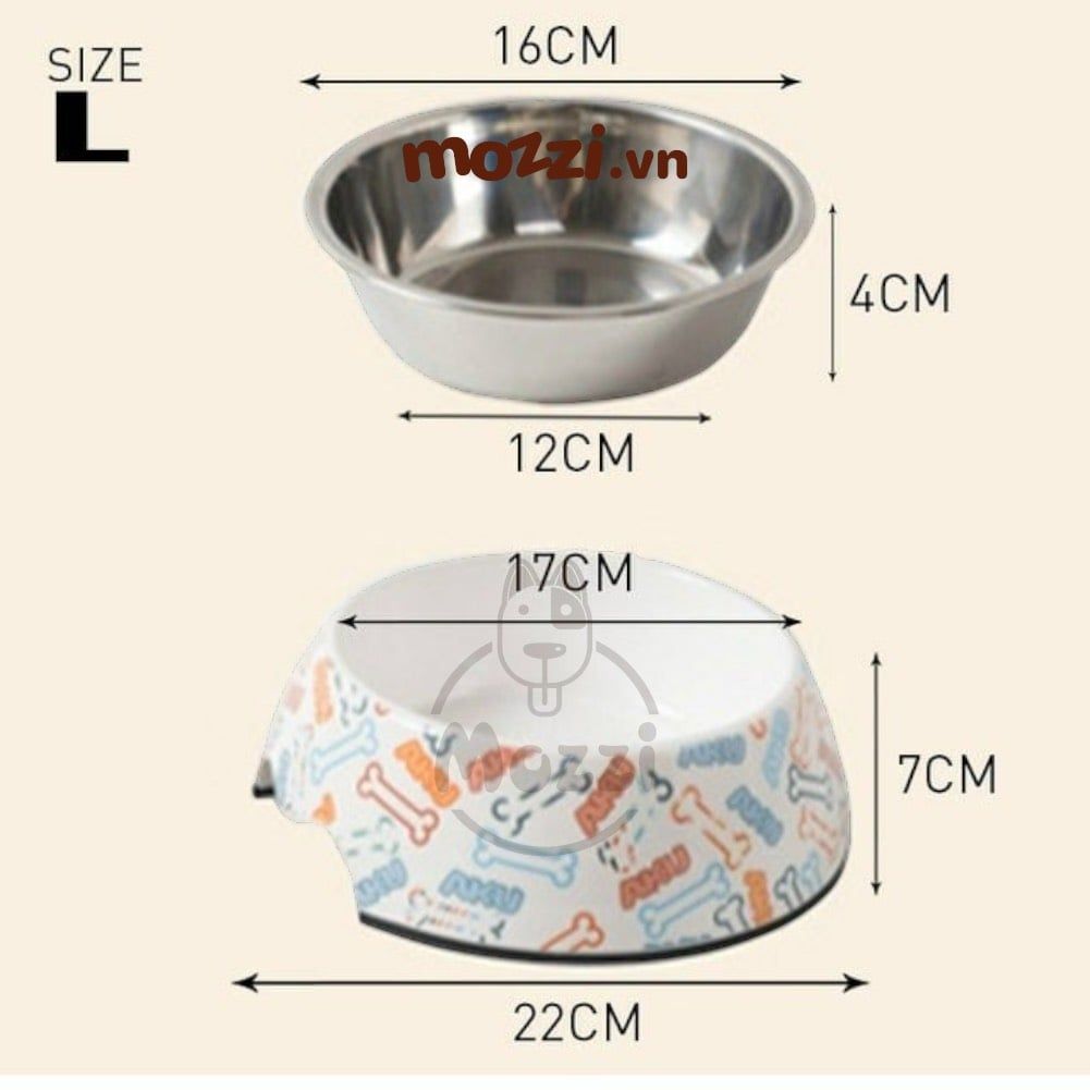 Chén ăn inox cao cấp tháo rời cho chó mèo