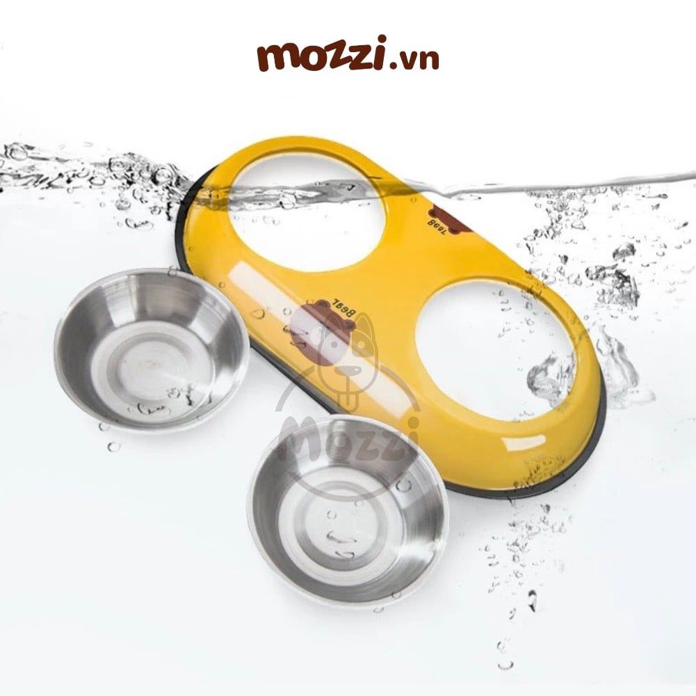 Khay thức ăn chén đôi inox nhiều họa tiết